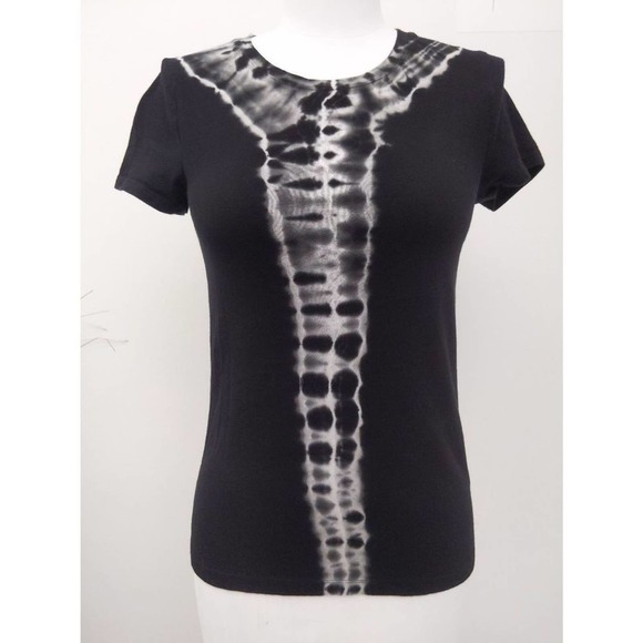 Norma Kamali Tops - Norma Kamali XS women's black t-shirt tie dye 100% organic cotton short sleeve